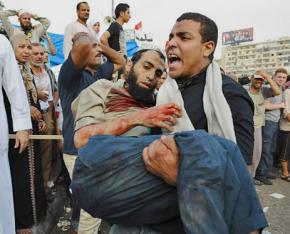 A victim of security forces that opened fire on protesters outside the Rabaa al-Adawiya mosque in Cairo