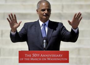 Eric Holder speaking at the March on Washington