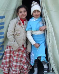 Palestinian children in a refugee camp inside Syria