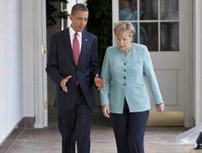 Angela Merkel with Barack Obama on a visit to the White House
