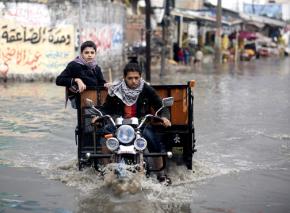 The flooded streets in Gaza City