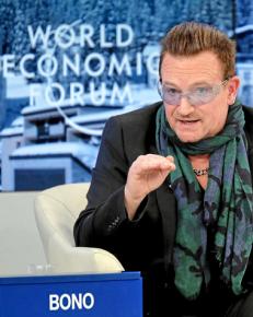 Bono visits the World Economic Forum to discuss inequality