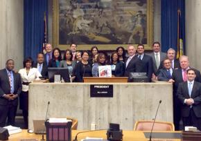 Boston City Council members and domestic workers celebrate