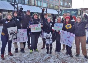 Supporters of the Chittenden County Transportation Authority drivers show their solidarity