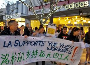 Los Angeles marchers show their solidarity with Chinese strikers