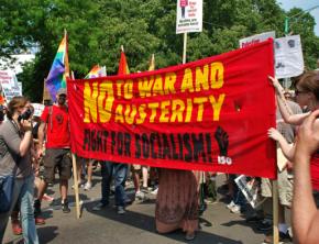 Members of the International Socialist Organization marching against NATO