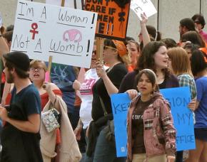 Protesters defend abortion rights outside the Texas capitol building