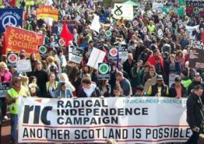 Masses of people rally for a Yes vote in the Scotland independence referendum