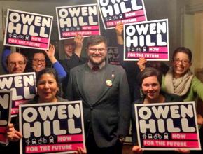 Owen Hill with campaign supporters in Maine