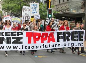 Marching against the Trans-Pacific Partnership in New Zealand