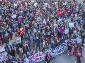 Tens of thousands took to the streets for a mass demonstration in Quebec