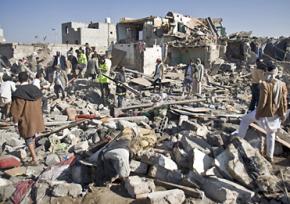 Destruction caused by Saudi Arabia's air assault on Yemen