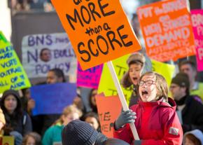Students, parents and teachers rally against testing at a Brooklyn school