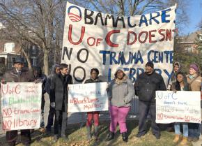 Activists demand that a University of Chicago Trauma Center take priority over a presidential library