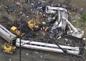 Wreckage from the Amtrak derailment in Philadelphia