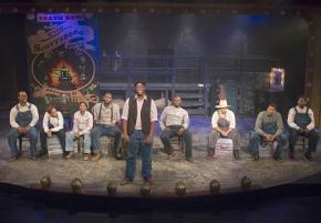 The full cast of Direct from Death Row The Scottsboro Boys performing at Raven Theater