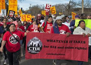 Fighting for a $15-an-hour minimum wage and a union
