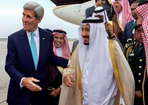 Secretary of State John Kerry escorts Saudi King Salman on a visit to the U.S.
