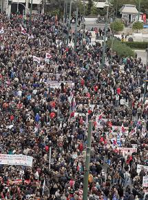 Greek workers fill the streets during the February 4 general strike