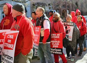 Verizon workers walk the picket line