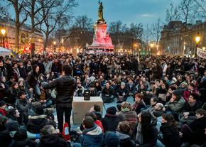 Masses of mainly young people continue to occupy the Place de la République each evening