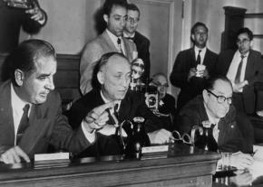Sen. Joseph McCarthy (left) interrogating a witness during hearings
