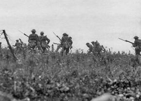 British soldiers sent out in an attack during the Battle of the Somme