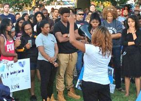 Mourners demand justice for Tyre King at a vigil in Columbus, Ohio