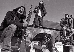 AIM activists keep guard during the occupation of Wounded Knee
