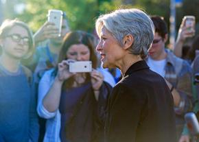 Green Party presidential candidate Jill Stein escorted off the Hofstra University campus before the first debate