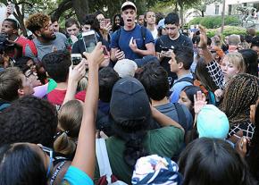 Students protest an anti-affirmative action group at the University of Texas at Austin