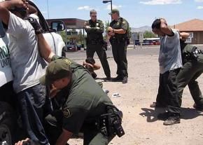 U.S. Border Patrol agents detain a group of men in Southern Texas