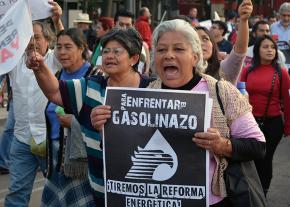Protesters march in Mexico City against gas price hikes and government corruption