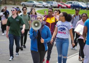 Students at SUNY Binghamton protest against the expansion of police surveillance