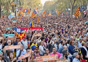 Protesters demand self-determination for Catalonia