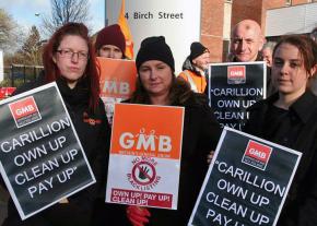 Union members and supporters protest Carillion in 2013