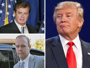 Clockwise from top left: Paul Manafort, Donald Trump and Rick Gates