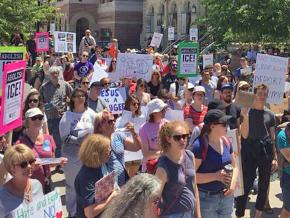 Rallying against Trump's attacks on immigrant families in Madison, Wisconsin
