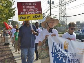 On the march against ICE detentions at the Hudson County jail in New Jersey