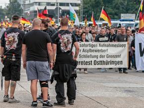Fascists march through the streets of Chemnitz, Germany