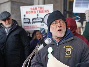 New York Green Party candidate for governor Howie Hawkins speaks at a climate protest in Albany