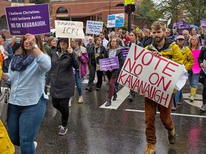 Demonstrators in Portland, Maine, march against Kavanaugh