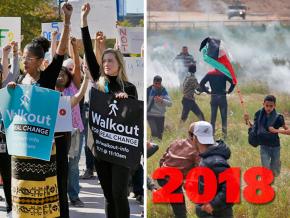SW’s year-end review, left to right: Google workers walk out; Palestinians flee a deadly Israeli assault
