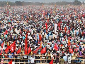 A mass rally organized by the Left Front in Kolkata
