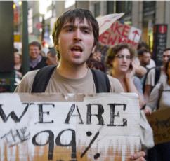 Occupy Wall Street supporters march through lower Manhattan (Paul Stein)