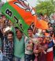 Supporters of the right-wing Bharatiya Janata Party celebrate an election win