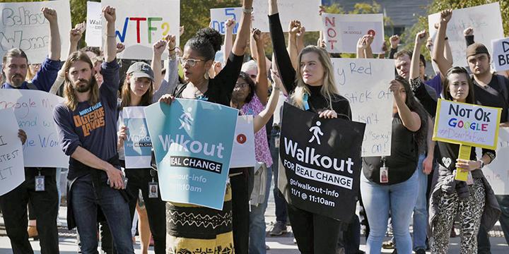 Google workers rally during their walkout