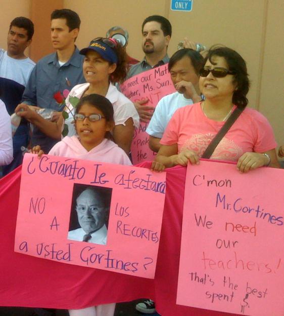 Protesting pink slips for UTLA teachers and other LA school employees