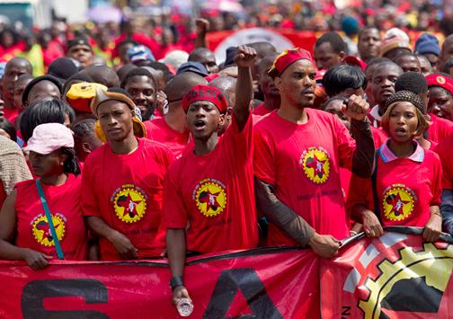 Members of the National Union of Metalworkers on strike in South Africa