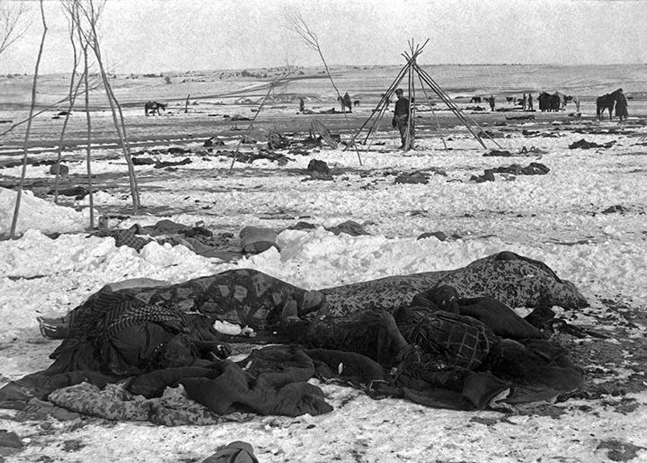 The aftermath of the massacre at Wounded Knee in 1890